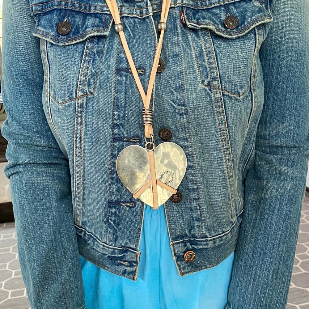 Hammered Heart Statement Necklace - Picture 4 of 9